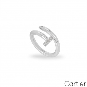 Cartier White Gold Diamond Juste un Clou Ring Size 52 B4092700